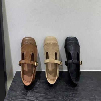 Vintage T-buckle with Mary Jane Shoes for Women 2025 New Square Head Flat Bottom High Matching Skirt Ballet Single Shoes for Women
