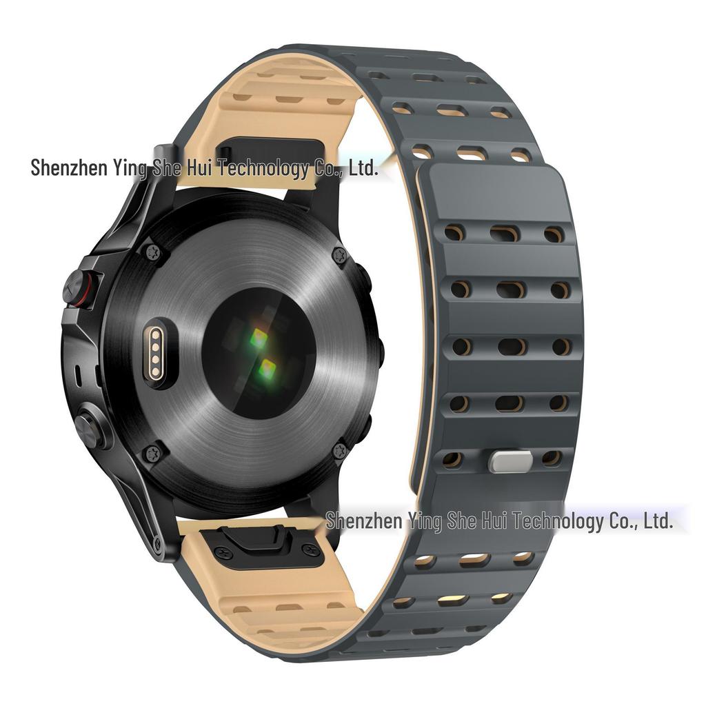 Garmin Compatible 22MM Magnetic Silicone Sport Watch Strap - Quick Release, Breathable Band