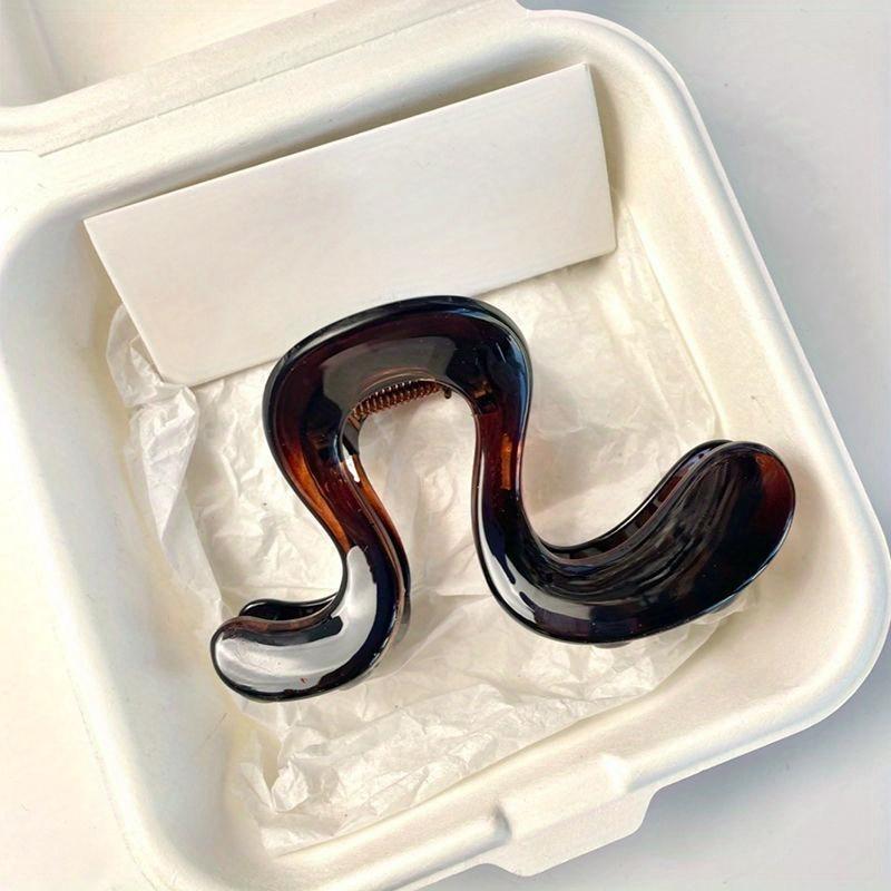 [Elegant Hair Clip] Large High-End Plastic Hair Clip, Bohemian Sweet Style Wavy Shark Clip | for Half Up Hairstyles, Elegant Hair Accessory