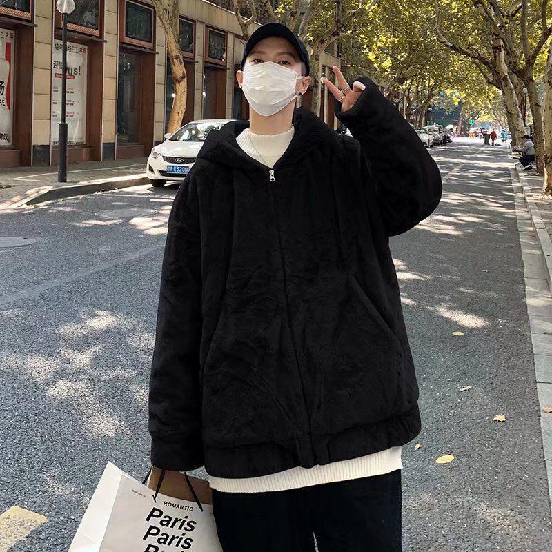 

Модное мужское зимнее пальто — однотонное, из овчины и хлопка с мехом, с утолщенным бархатом, идеально подходит для пар. 2XL