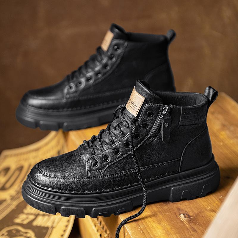 Winter 2024 New Martin Boots Men's High-top British Style Retro Leather Shoes Casual Trend Versatile Tooling Boots