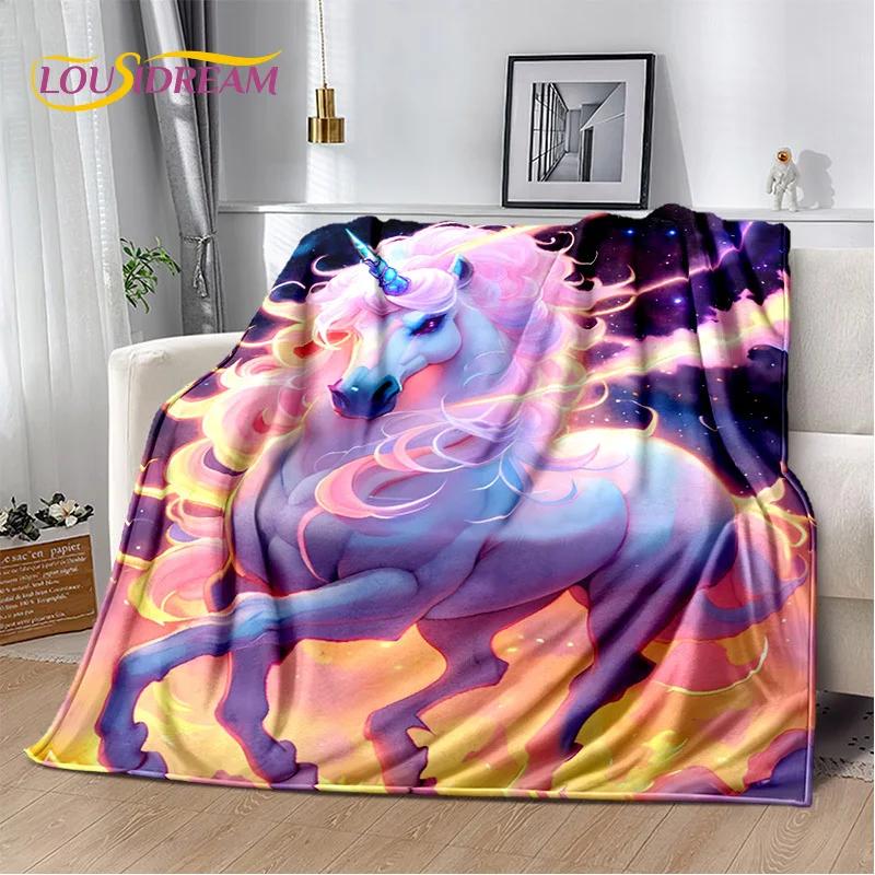HD Unicorn Cartoon Cute 3D Dream Girl Blanket,Soft Throw Blanket for Home Bedroom Bed Sofa Picnic Travel Office Cover Child Gift