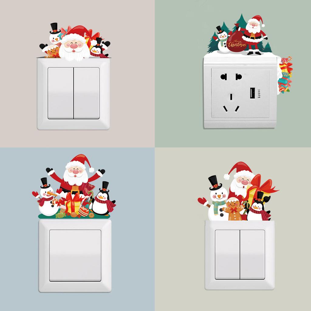 Christmas Santa Claus Switch Sticker Merry Christmas Decor for Home 2025 Navidad Xmas Ornament Penguin Sticker New Year 2026