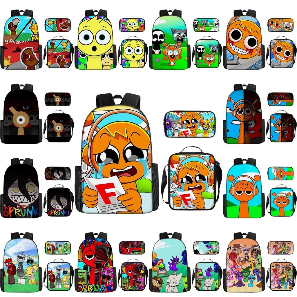 Game Incredibox Sprunki Pattern Large Capacity Three Piece Students School Bag