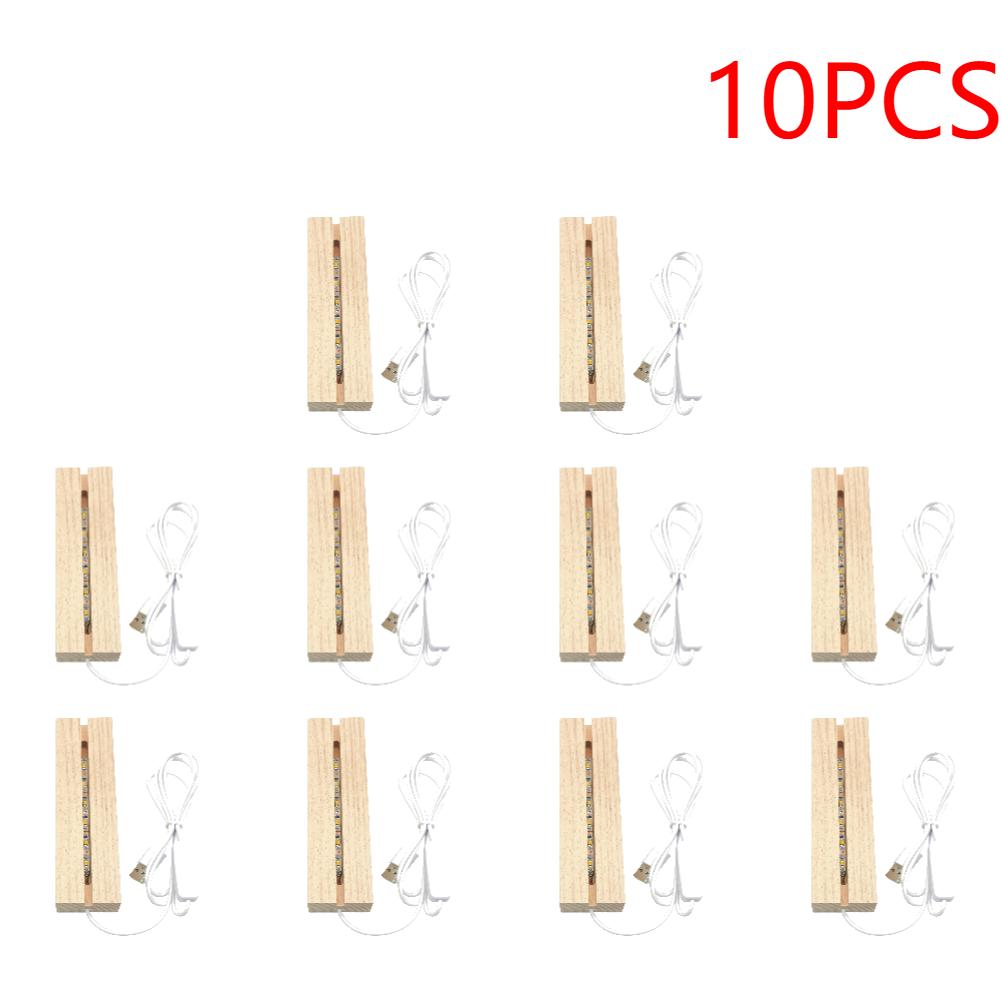 1-10PCS LED Wooden Lighted Display Base Rectangle Crystal USB Lighted Stand for 3D Handmade Art Lantern Stand Home Decoration