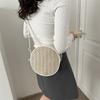 Chic Woven Round Crossbody Bag For Women In Creamy White And Khaki Stylish Casual Design