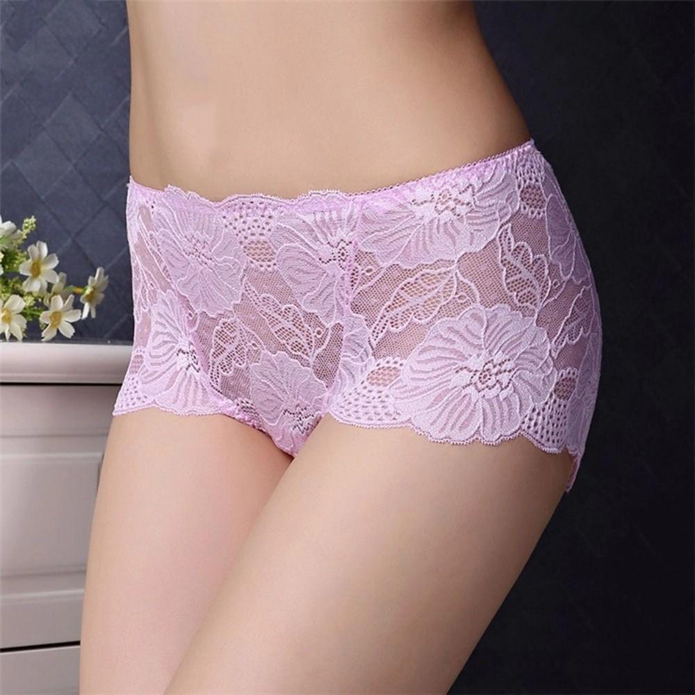 4PCS Mesh Transparent Lace Flower Panties Underpants Women Underwear Seamless Lace Briefs  Female