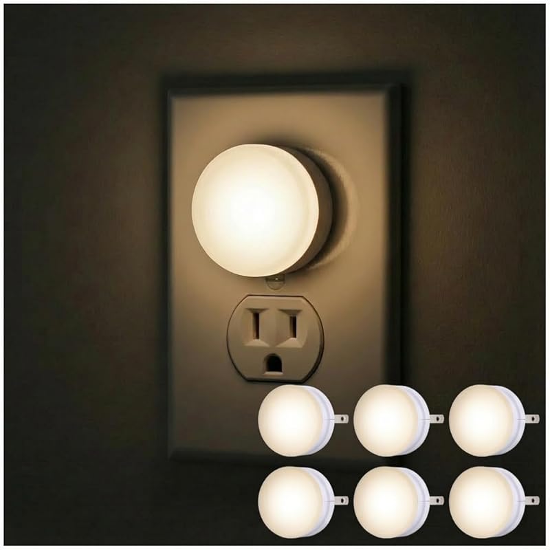 Lights by Night Plug In Night Light Bedroom Decor Apartment Essentials LED Lights Ambient Lighting Dusk to Dawn Sensor Nightlight Bathroom, Square 6