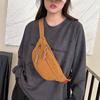 Casual Korean Style Cotton Corduroy Crossbody Bag With Zipper Closure For Daily Use