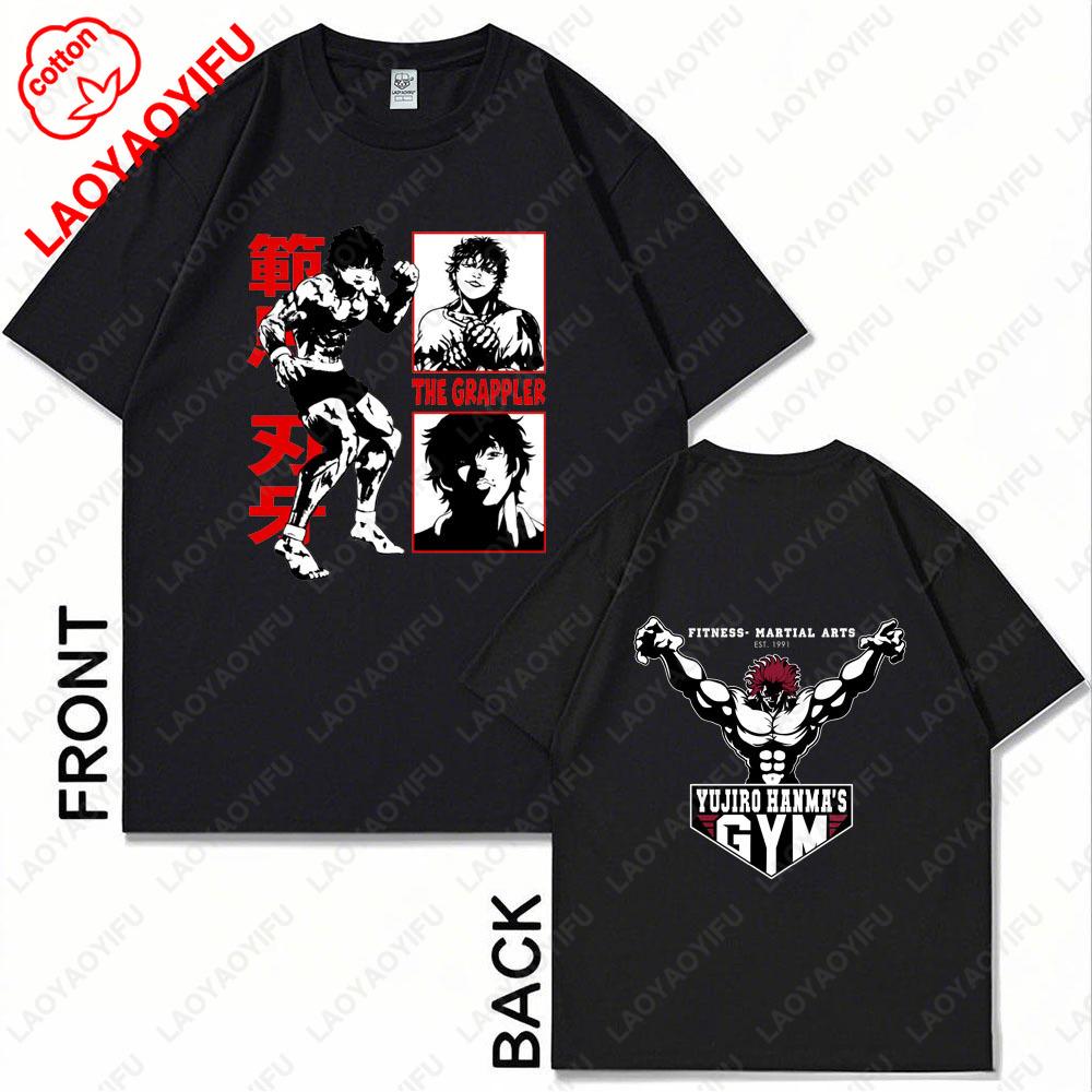 Japanese Anime Baki Hanma The Grappler Graphic Print T Shirt Casual Fashion Neck Harajuku T Shirt Women Men Cotton Shortsleev