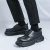 Thick Soled Casual Men's Leather Shoes Trendy Design Styles Street Party Outdoor Youth Daily Shoes Black Versatile