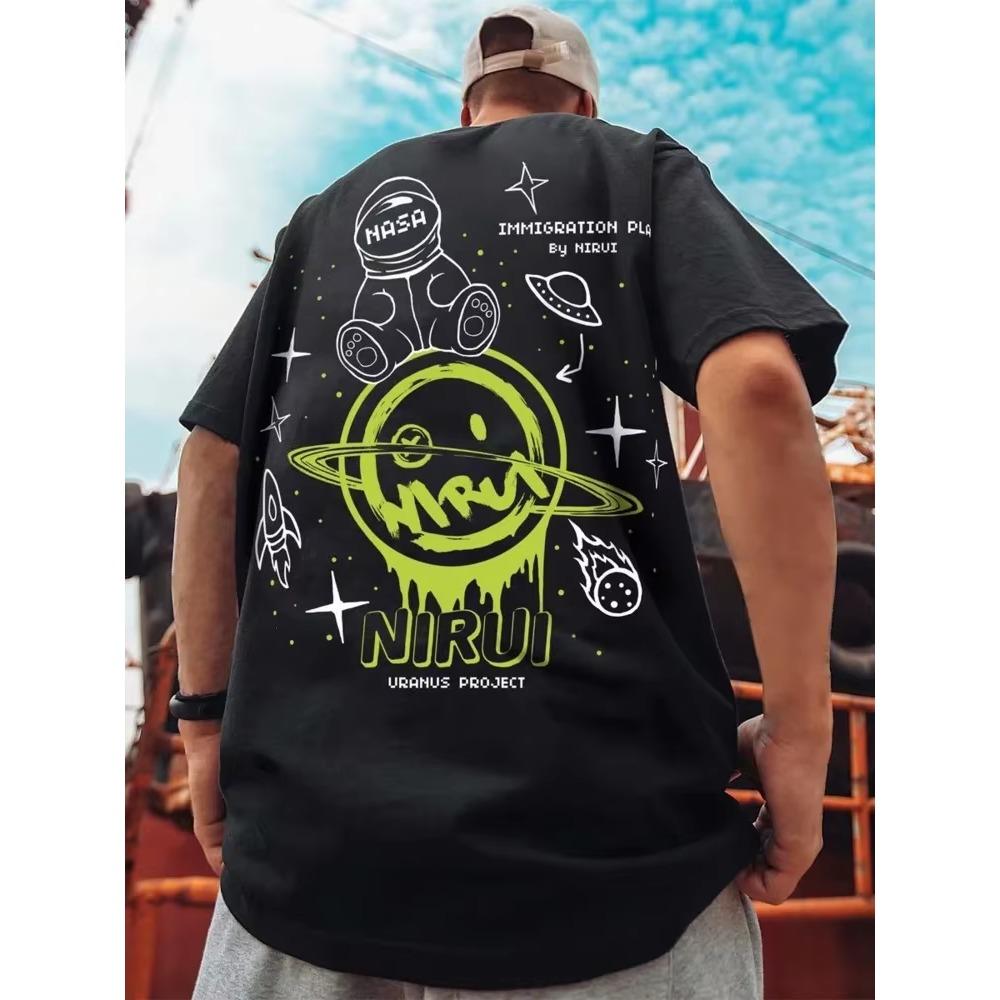 Summer New Casual Loose T-shirt Short Sleeved Men's Fashion Loose Printing Large 8XL Hip Hop Couple Wear Half Sleeve Cotton Top