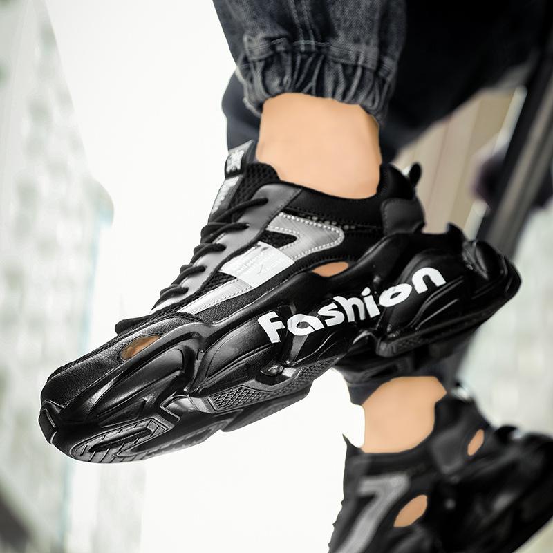 Summer Men's Shoes Breathable Thin Hollow Sports Shoes 2025 New Outdoor Leisure Platform Dad Shoes