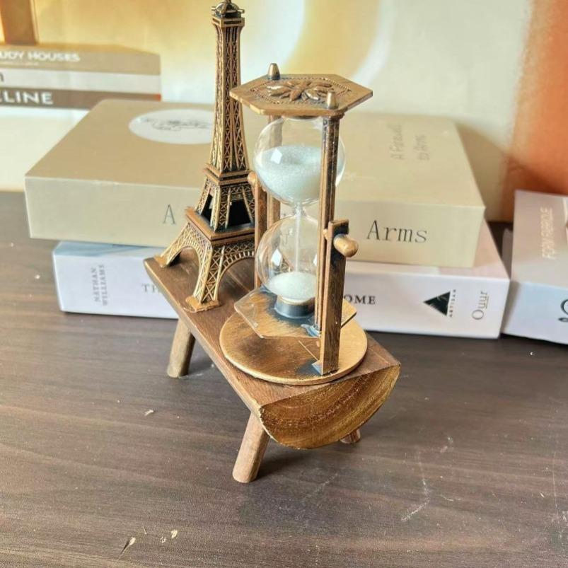 Vintage Metal Hourglass Timer Iron Tower Hourglass Ornaments Sandglass Sand Clock Living Room Ornaments Office Desktop Decor