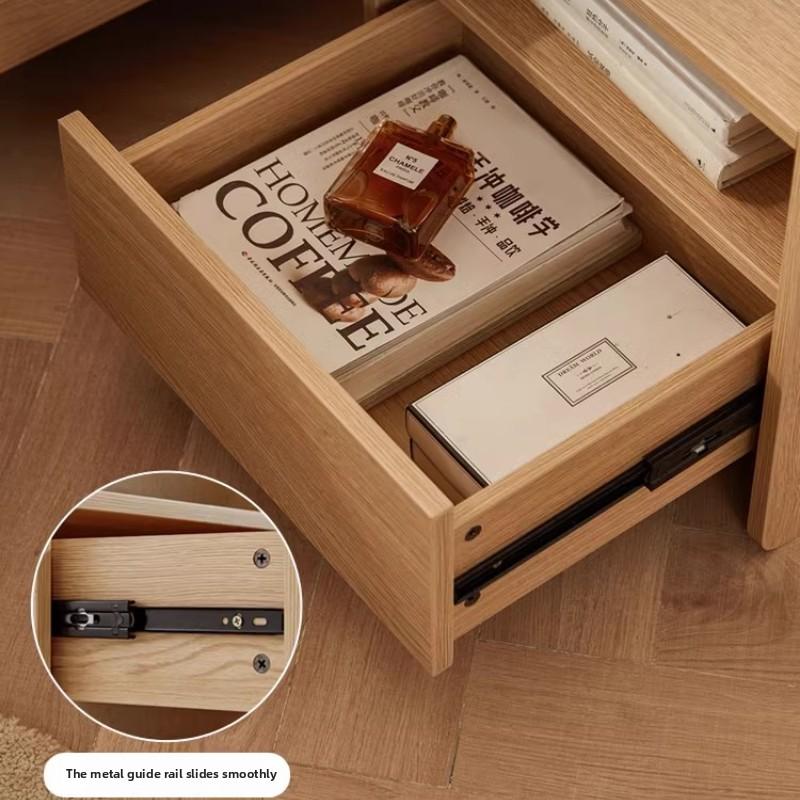 Thick Wood Bedside Storage Cabinet  Minimalist Drawer Nightstand  Solid Wood Display Rack  Versatile  Room Organizer