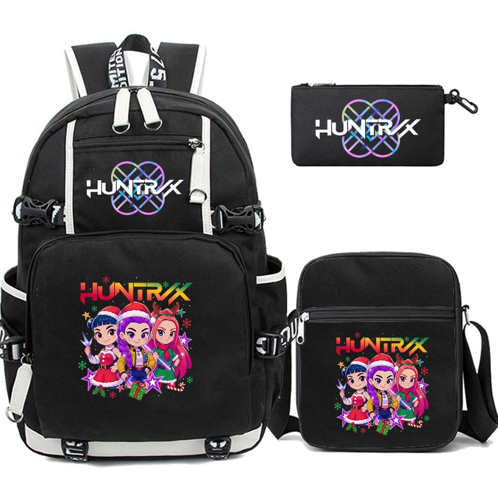 

3Pcs/set Anime K-pop Demon Hunters Printed Backpack with Pengcil Case Shoulder Bag for Teenager Girl Boy Bookbag Large Capacity Waterproof Travel Bag