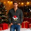Mens Christmas Sweater Zip Up Sweatshirts Vintage Knit Graphic Sweatshirt Xmas Stand Collar Pullover