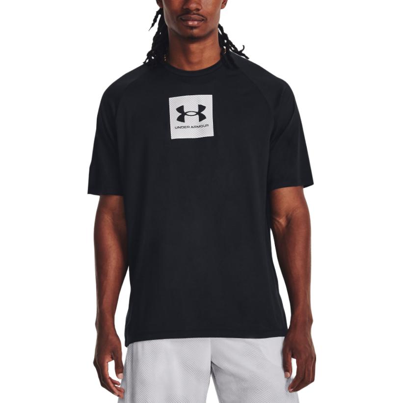 Under Armour Crew Neck Pullover Letter Print Solid Short Sleeve T-Shirt Men Tops Black 1380785-001