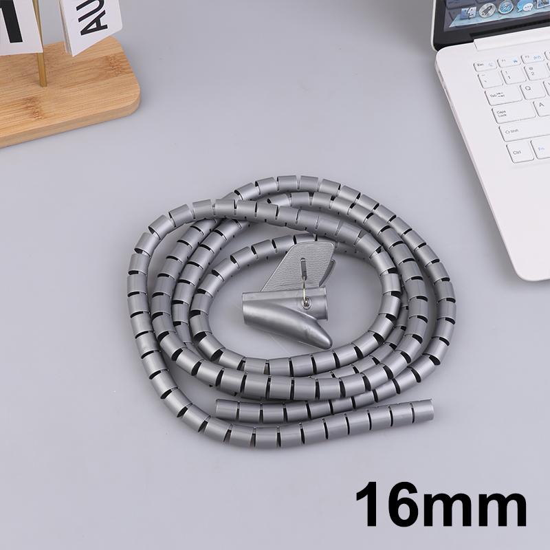 2m Cable Organizer Flexible Spiral Cable Wire Protector Computer Cord Protective Tube Clip Organizer Management Tools 16/10mm