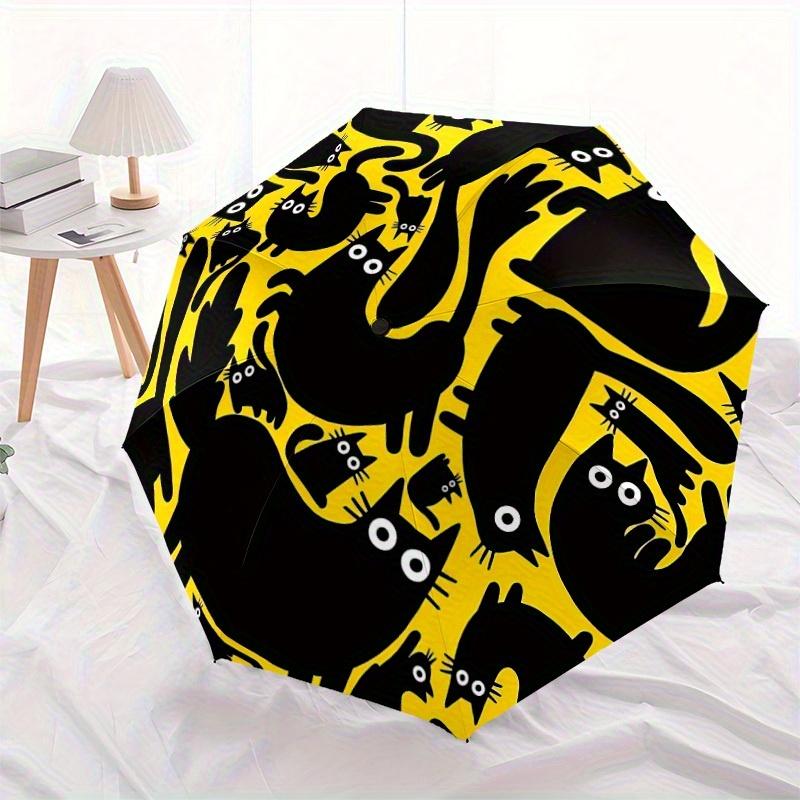 1pc Black Cat Silhouette Automatic Folding Umbrella, Portable & Foldable Design with 8 Ribs, Casual Outdoor Accessory Halloween and Christma
