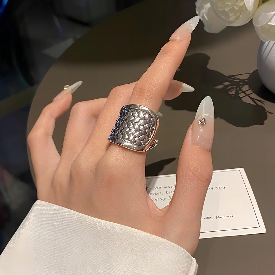 Trendy Retro Punk Wide Band Adjustable Ring for Women