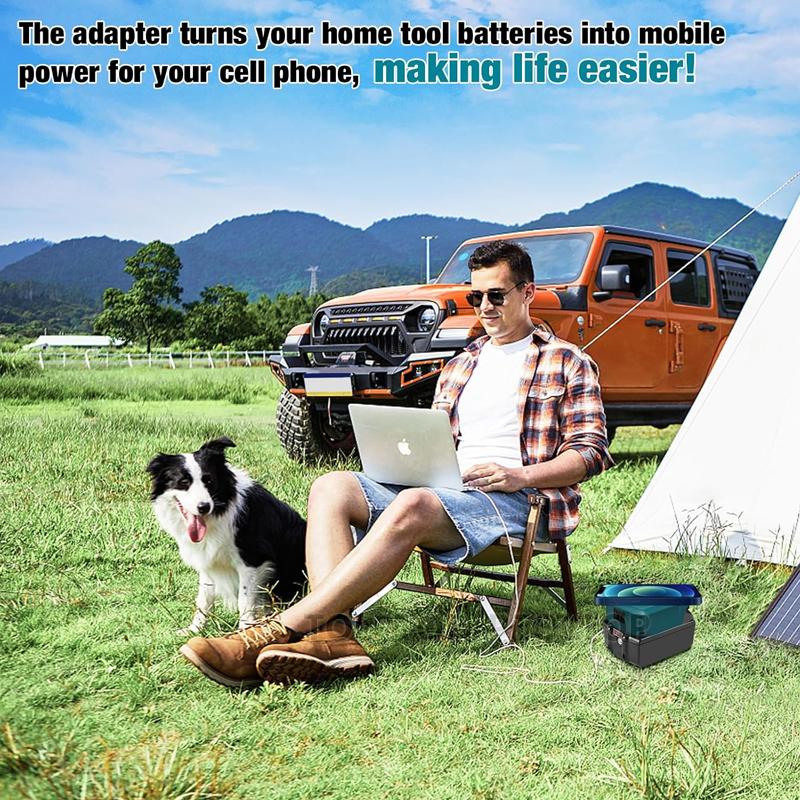 Magnetic wireless charger, for Makita/Dewalt/Milwaukee 18V Li-ion Battery, with USB/TYPE-C, Fast charging battery adapter