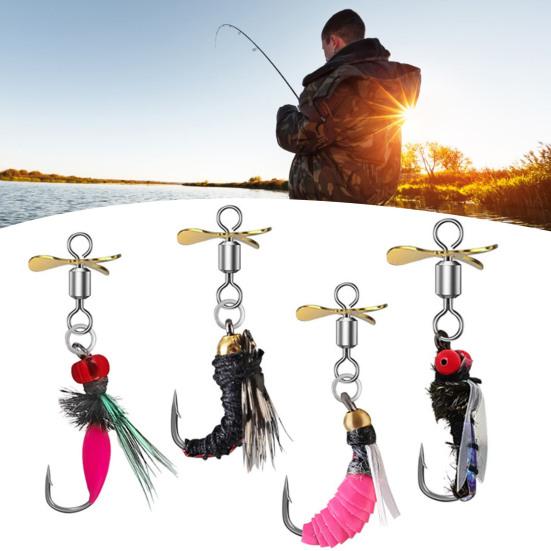 5Pcs Bionic Fishing Baits with Sharp Hook Compact Design Portable Rotatable Saltwater Freshwater Swimbaits Fly Fishing Lures