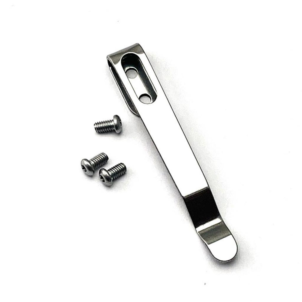 Stainless Steel Back Clip for Pocket Knife Waist Clip Folding Knives Handle DIY Make Accessories Parts with 3pcs Screws