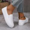 New White Lightweight Flat Bottom Leather Single Shoes for Women Casual Slip on Students Fashion Board Tenis Feminino Large Size