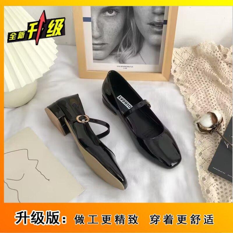 Low-heeled summer new retro versatile one-word buckle Mary Jane single shoes small leather shoes women