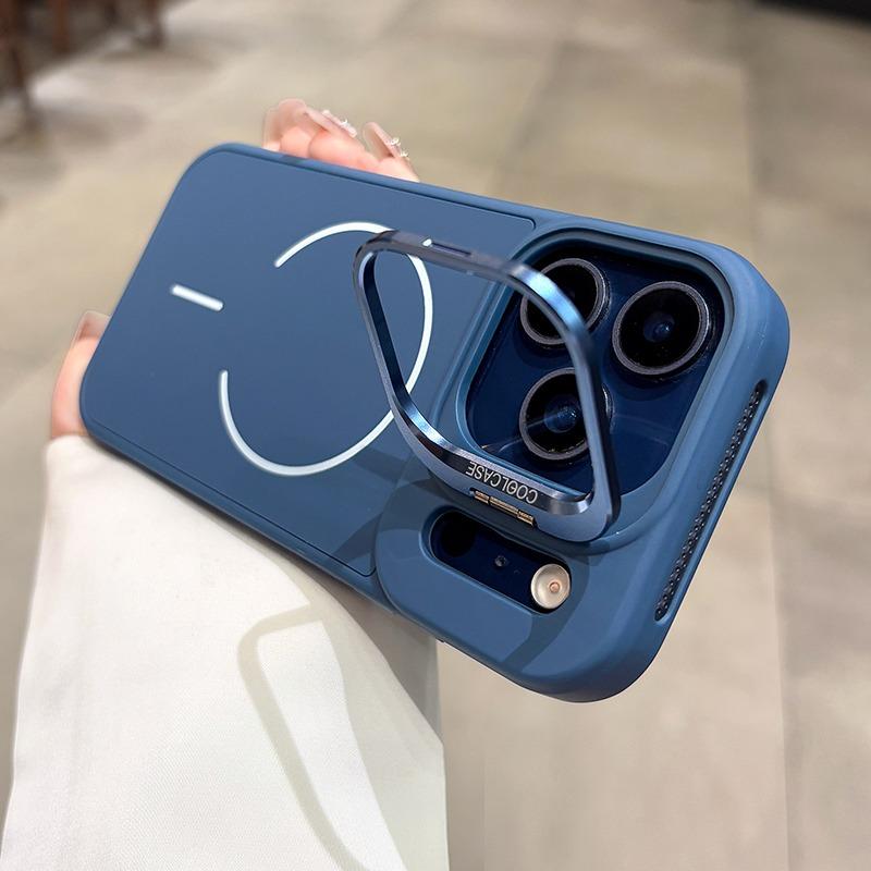 Luxury Silicone for Magsafe Case for iPhone 17 16 15 14 13 12 Pro Max Lens Stand Holder Cover for iPhone Air 16 Plus