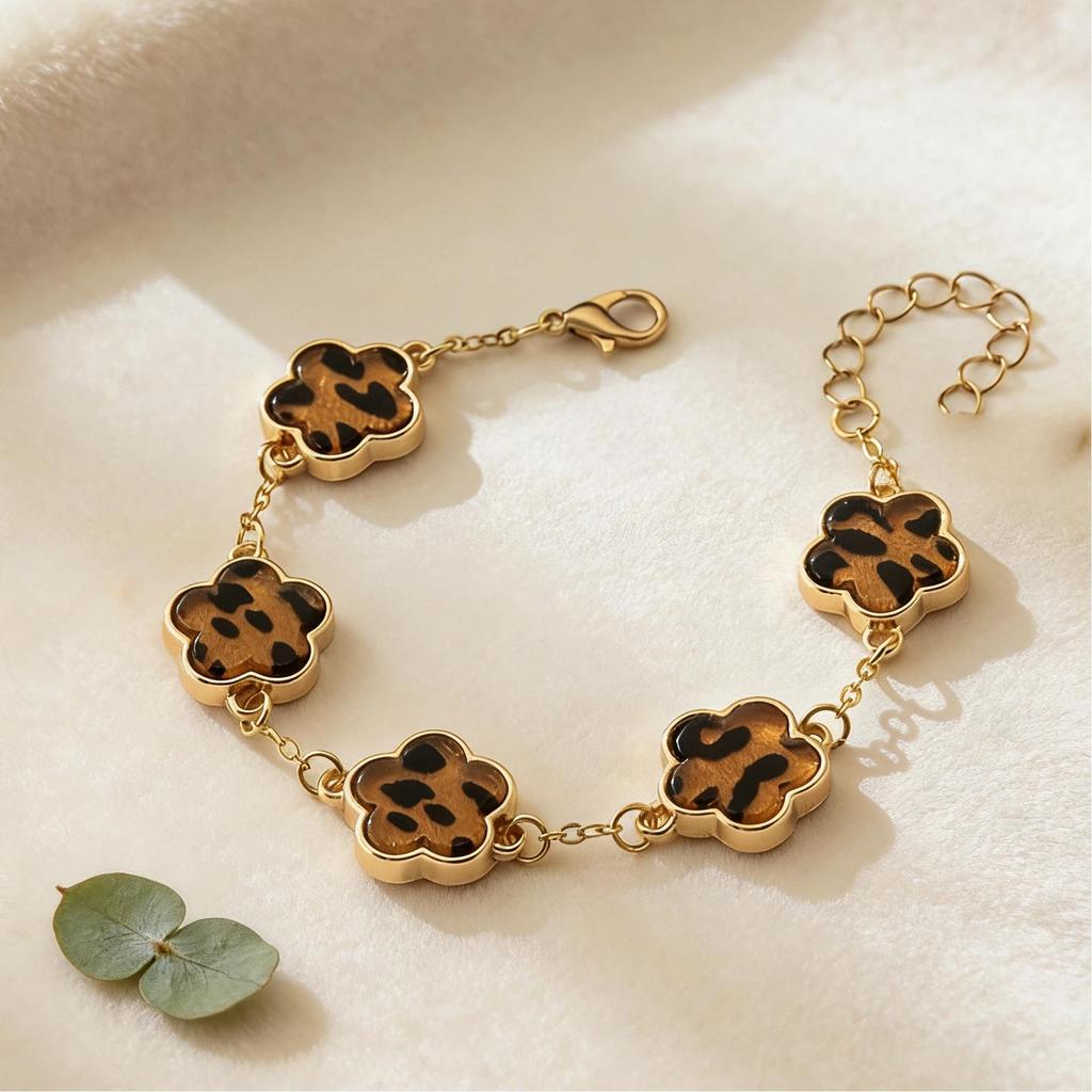 European and American Hot-Selling Lucky Clover Jewelry Set: Five-Leaf Bracelet, Earrings, Necklace & Ring for Women