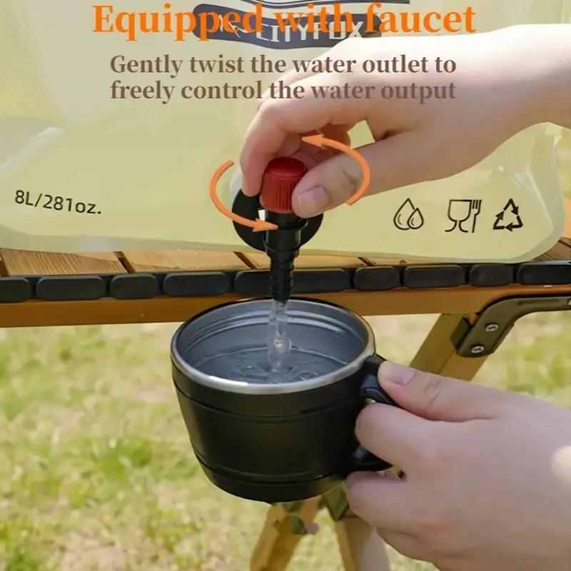 Portable Water Storage Bag Foldable for Outdoor Sports Camping Large Capacity with Faucet Thickened Water Bag for Mountaineering