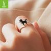 Cute Pet Dog Open Ring S925 Sterling Silver Cute Pet Animal Dog Ring Charm