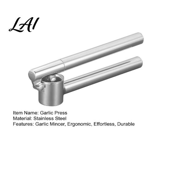 Easy Clean Garlic Press Stainless Steel Presser Effortless Extended Handle Ginger Kitchen Tool for Seasoning Prep Masher Squeeze Manual Mincer