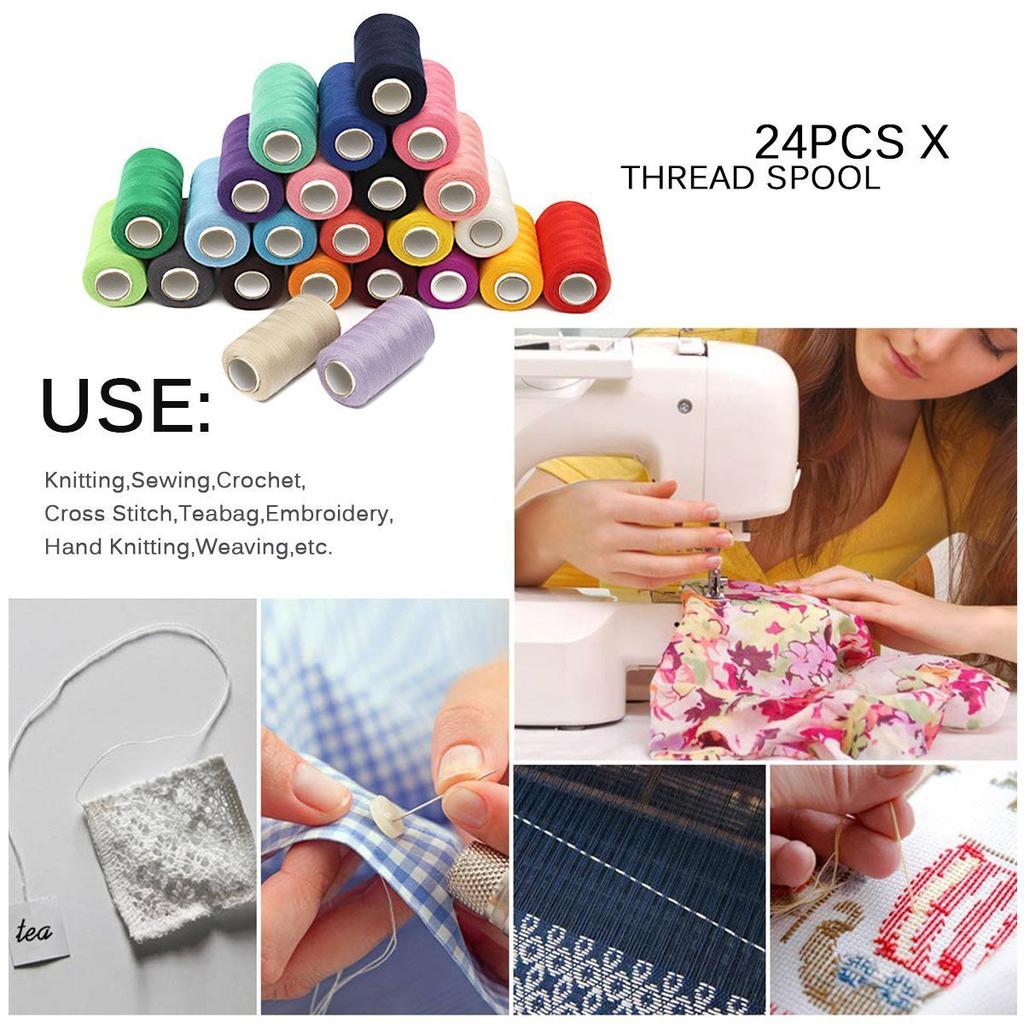 24Pcs Sewing Threads Assortment Colors Hand Sewing Threads for Sewing Machine Multicolored Sewing Thread Sewing Supplies