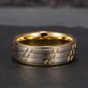 Tungsten Carbide Ring Men Women 8mm Able Golden Fluted Wedding Rings for Couples Dating Anniversary Comfortable Fit