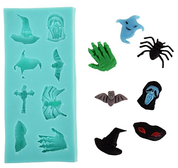 Silicone Mold For Halloween Sugar Paste - Ghost, Spider, Bat