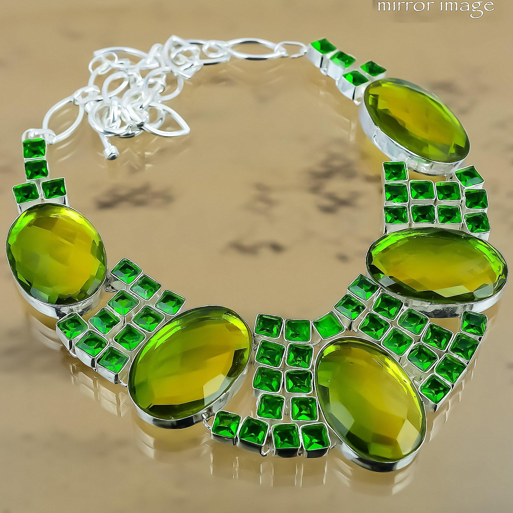 

Natural Bi-Color Tourmaline Chain Adjustable Necklace 925 Silver For Girls Adjustable
