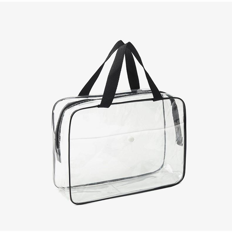 

Transparent Double Pocket PVC Makeup Bag with Button Closure Single чёрный