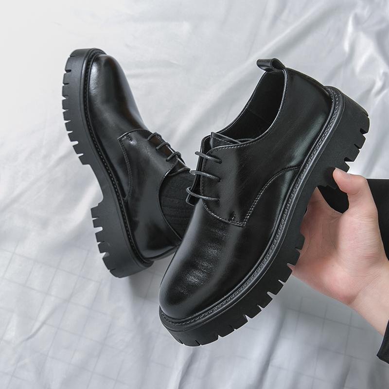 Herren Oxfords Kleid Schuhe Dicke Sohle Formell Business Braun Leder Plateauschuhe Smoking Hochzeitsschuhe Übergröße