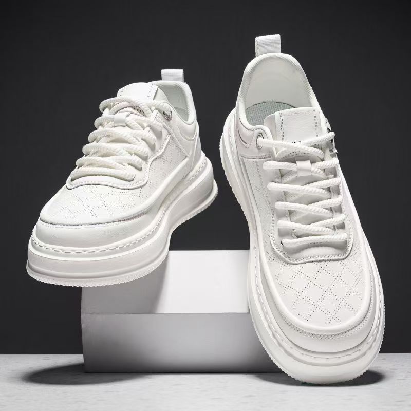 Men's Shoes for Spring and Summer Breathable Lightweight Soft Sole White Shoes for Men's Casual Shoes for Versatile Thick Sole Shoes