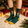 Holiday Outfit Accessories Cute Christmas Stockings Cotton Crew Socks for Women Soft Breathable Winter Warm Hosiery Thermal with Gingerbread