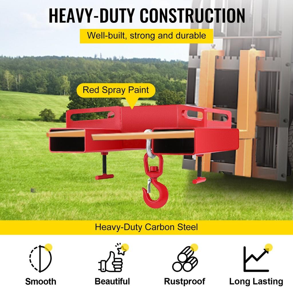 3 Ton Forklift Lifting Hook 6000 LBS/3000KG Capacity Lift Truck Fork Hoist Swivel Hook Mobile Crane Forklift Attachments
