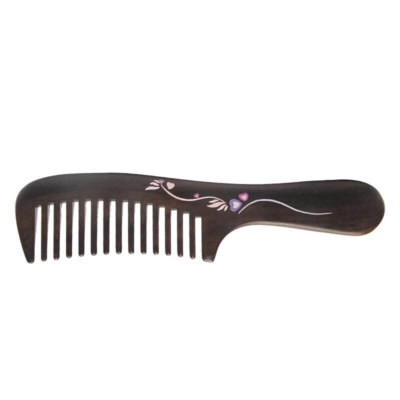 Tan Mujiang Lacquer Art Ebony Wood Wide-Tooth Comb Gift Set