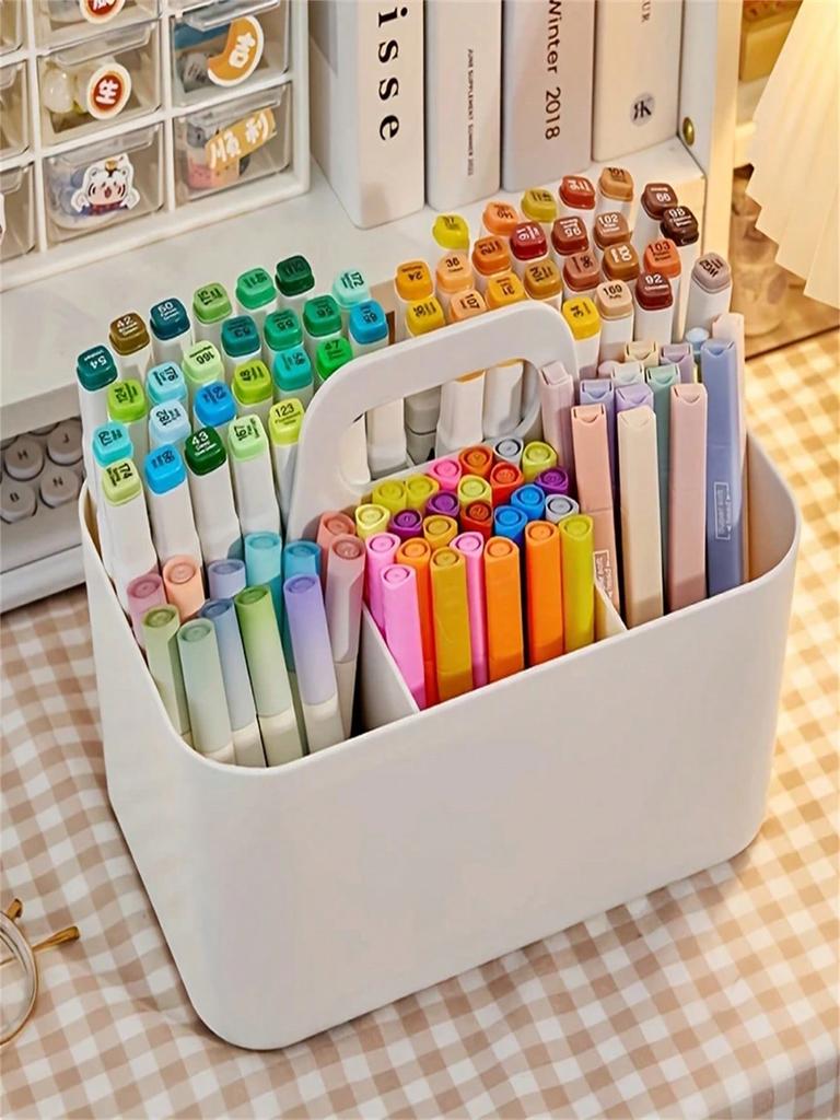 1Pc Plastic Storage Basket with Handle, Portable Pencil Case and Pencil Case, 5-Pack Desk Storage Box, a Must-Have for Valentine's Day and Than