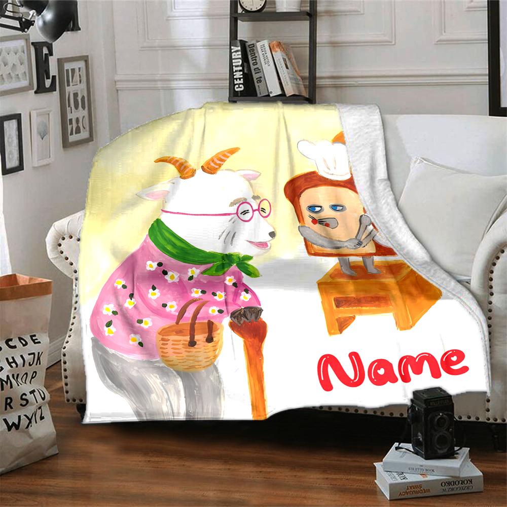 Customiz Name Personality Bread Thief Blanket Soft &Warm Sofa Office Bed Travel Lunch Break Blanket, Gift Suitable for All Seasons