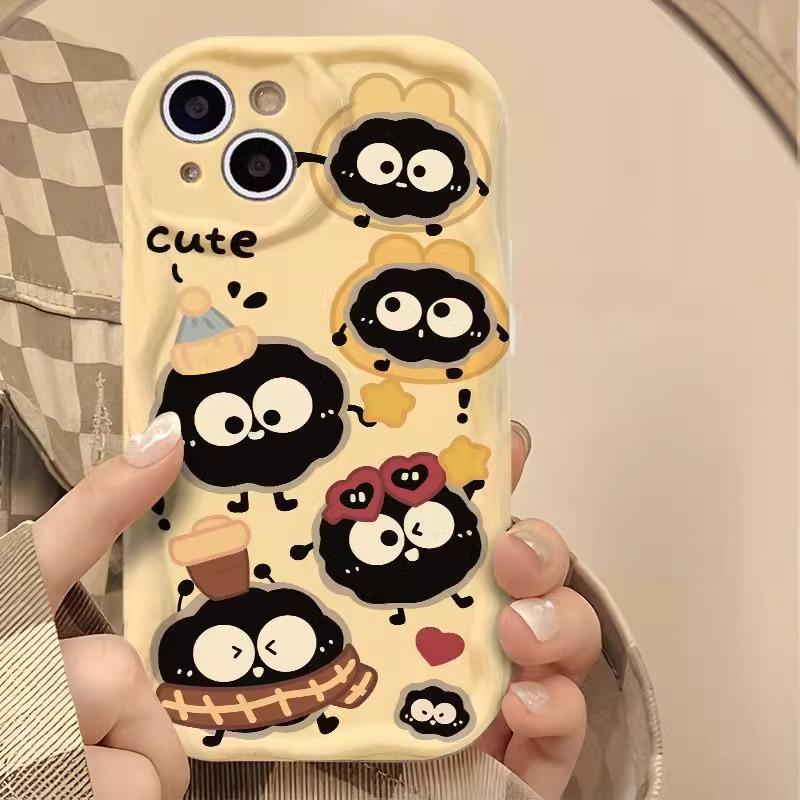 Coal Ball Biscuits Suitable for Apple 16pro Mobile Phone Case 15 New Women's IPhone 14promax 13 Cream Pattern
