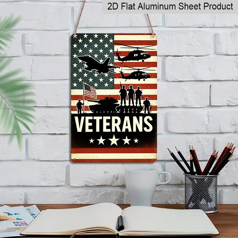2D Flat 1pc Metal Wall Decor Sign - Aluminium, Veterans Tribute, Rustic Metal, Ideal for Independence Day & Memorial Day Decor, Wall Hanging for