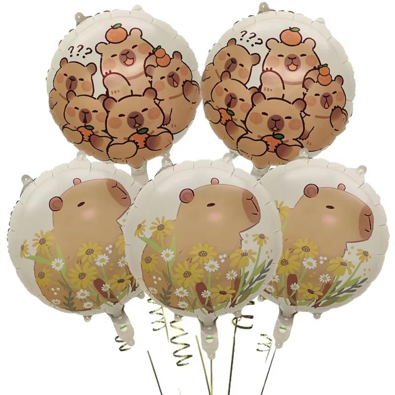 Capibara Festa di Compleanno Decorazioni Stoviglie Palloncini Portachiavi Adesivi Braccialetto Carino Kapibala Regali Gadget Festa Bambini